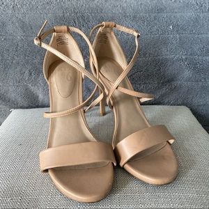 MIX NO. 6 Beige faux leather strappy sandals
